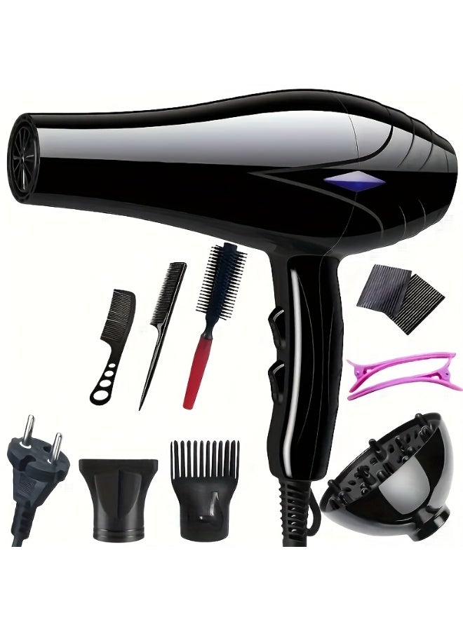 8-in-1 Ionic Hair Dryer, Salon Professional Blow Dryer  Fast Drying with 2 Speed, 3 Heat Setting, with Diffuser, Nozzle, Concentrator Comb for Curly and Straight Hair，comb - Image 1